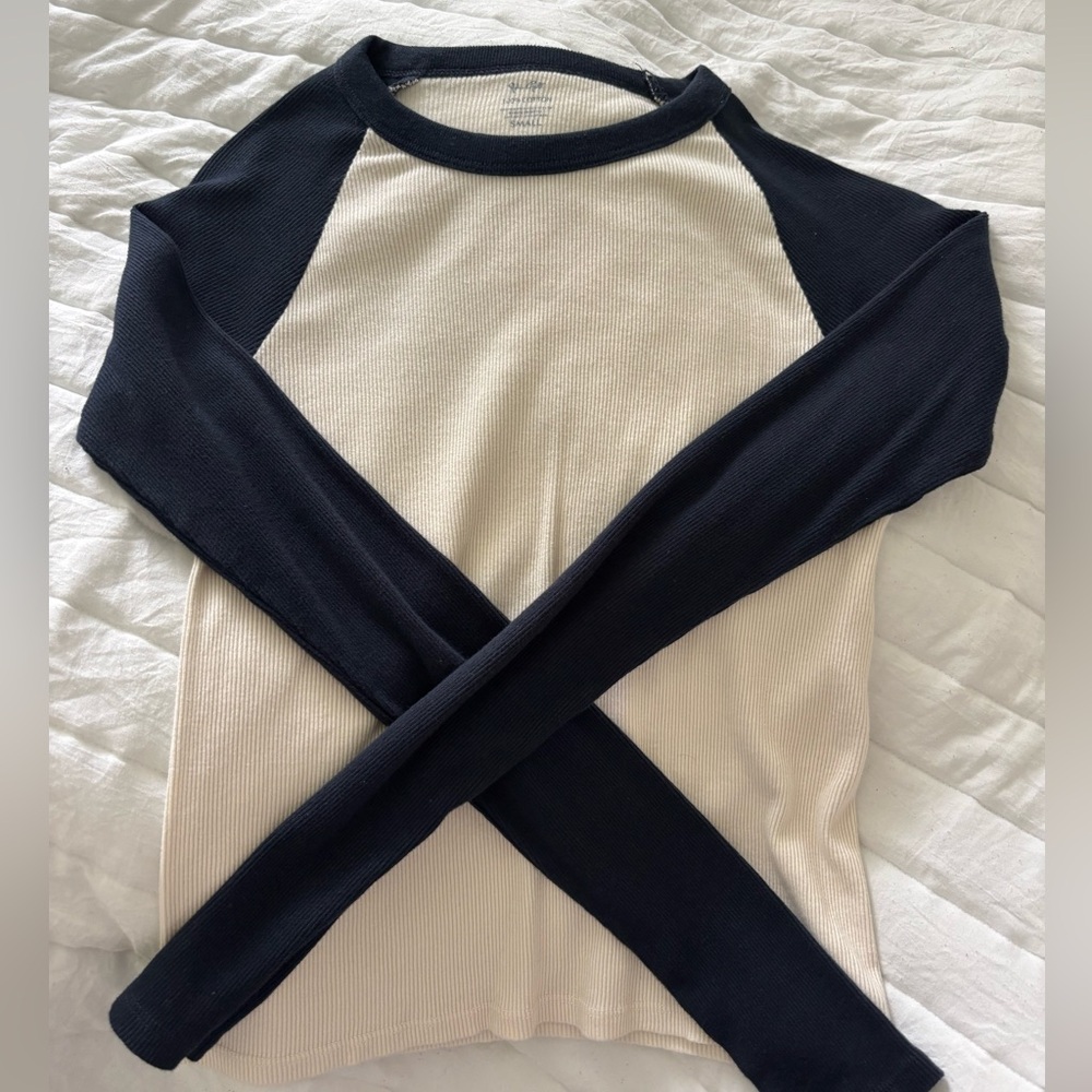 John Galt Baseball Navy and Cream Tee